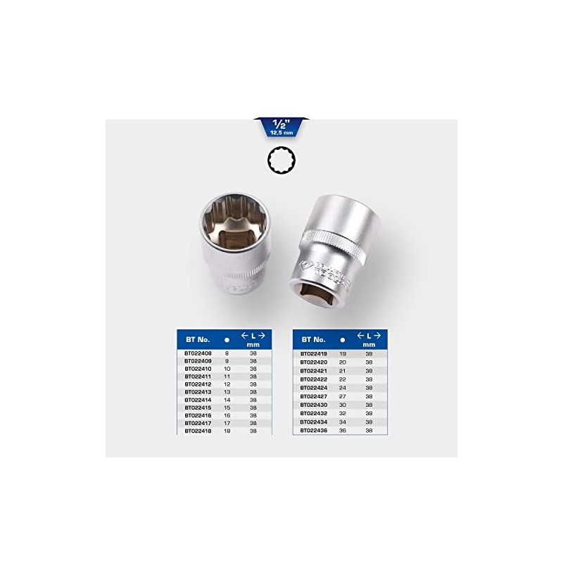 BRILLIANT TOOLS BT022427 1/2-Inch 12-Point Socket, 27 mm [Powered by