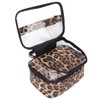 Double Layer Cosmetic Bag PVC Leopard Print Design Portable Large