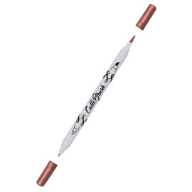 ONLINE Calli.Brush Pen with Double Tip, Brush and Calligraphy Tip, Hand Lettering Brush Pens in Various Colours, Colourful Bullet Journal Pens, Calligraphy Pens, Colour: Metallic Red