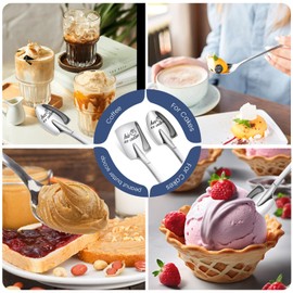 4 Pairs Stainless Steel Ice Cream Shovel, Silver Ice Cream Shovel Spoons, Dessert Spoons, Ice Cream Spoon, Spoons for Cakes, Coffee, Yogurt, Fruits