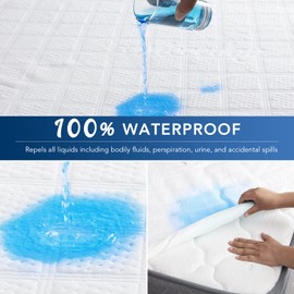 Double Bed Waterproof Mattress Protector Double Bed Fitted Mattress Cover Soft Noiseless Washable Breathable & Vinyl Free Bed Cover Fitted 30cm Deep (Double Size (135x190/200cm))