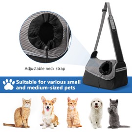 Dog Carrier Bag Adjustable Pet Shoulder Bag for Small Dog and Cat Breathable Pet Sling for Outdoor Walking Activities (Black, Load Capacity up to 5 kg)