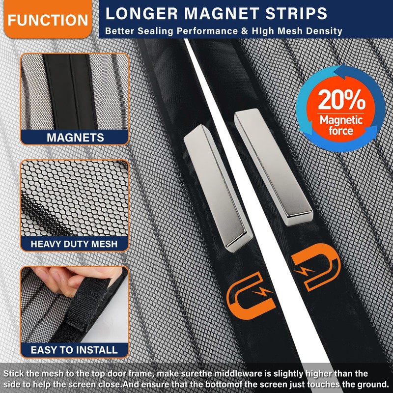 Mesh Screen with Magnetic Closure-Keeps Bugs Out Let Breeze in,