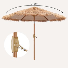 GDY 7.5 ft Tiki Patio Umbrella, Hula Thatched Umbrella, Straw Grass Umbrella, Pool, Patio, Beach