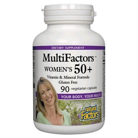 MultiFactors by Natural Factors, Women's 50+ Multivitamin & Mineral Formula, Dietary Supplement for Nutritional Support, 90 capsules (30 servings)