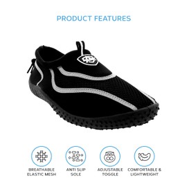 Aqua Shield Womens Beach Pool Sea Swimming Toggle Slip On Aqua Water Socks Surf Shoes, Multi Black Grey, 6 UK