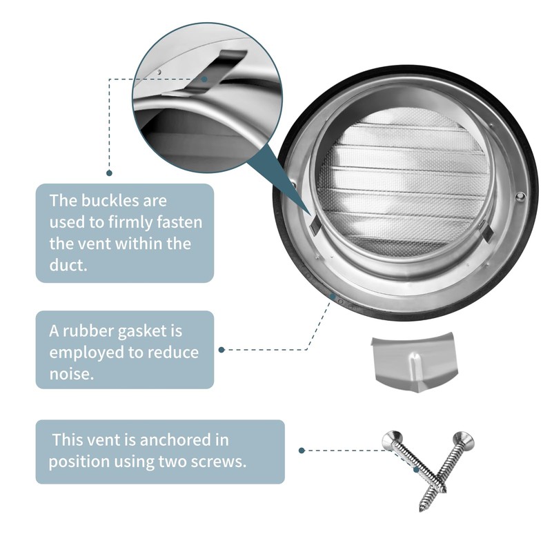 Insvrecho 4-Inch Round Dryer Vent Covers Outdoor, Stainless Steel exhaust