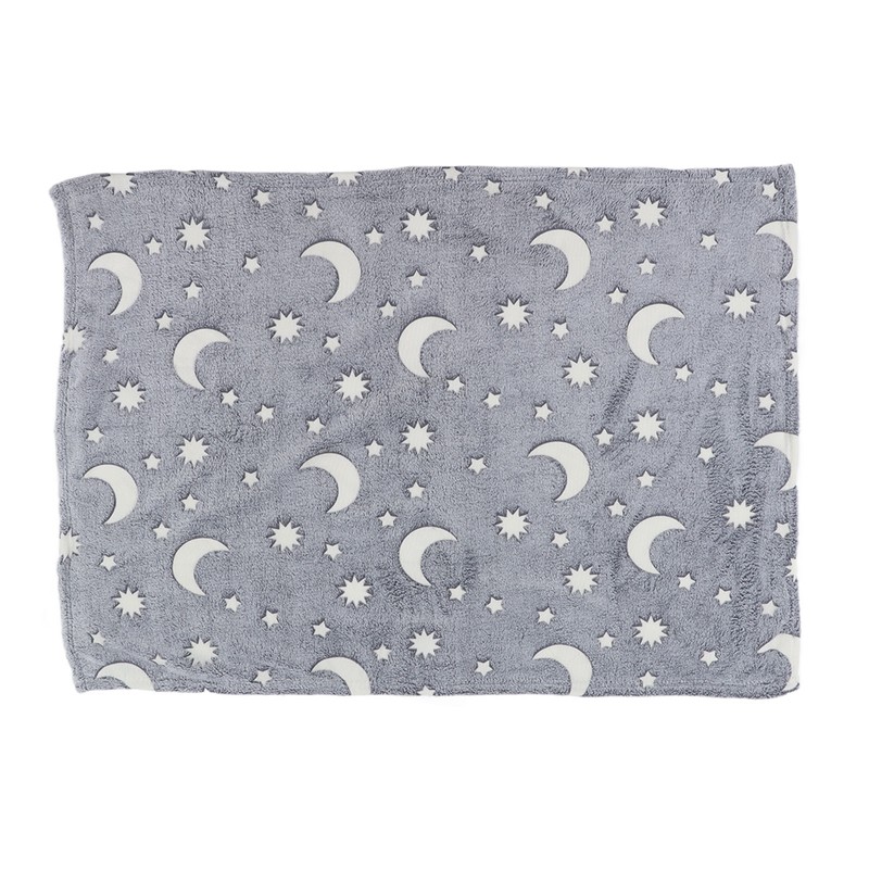1.5x2m Luminous Blanket Double Side Flannel Star Moon Design Soft