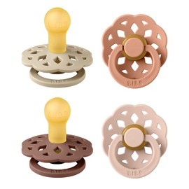 BIBS Boheme Soothers Pack of 4 BPA-Free Cherry Shape Nipples Natural Rubber/Latex Made in Denmark Size 1/2 (0-6 Months / 6-18 Months) (Pack of 4) Vanilla Mix