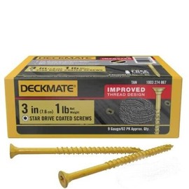 DECKMATE 3 in. Tan Exterior Self-Starting Star Flat-Head Wood Deck Screws #9 [1 lb.]