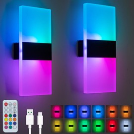 SURPALIG LED Wall Lights for Room Decor, 4000mAh Battery Operated Wall Sconce Set of 2, Remote Control, Dimmable, Rechargeable, Cordless Wall Lamps for Bedroom