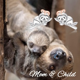 Sterling Silver Sloth Stud Earrings Hypoallergenic Adorable Sloth Earrings Stud Animal Jewelry Gifts for Mother Daughter Animal Lovers