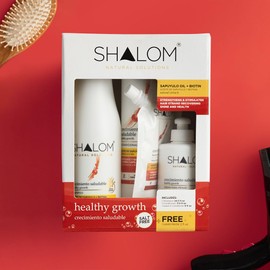 SHALOM Healthy Growth Complete Kit, with Sapuyulo Oil & Biotin, Shampoo 24.5 fl oz, Conditioner 11.5 fl oz, Hair Mask 2 fl oz, Leave in Conditioner 9 fl oz,Salt Free, Sulfate Free, Paraben Free