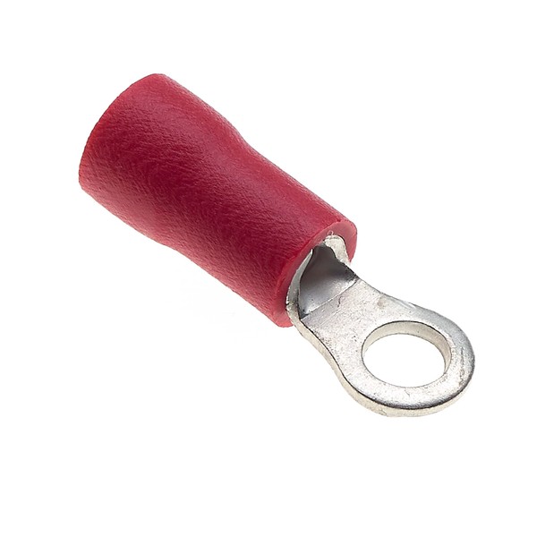Ring Crimp Terminal - 100pcs Red 3.2mm 25A 22-16AWG Heat