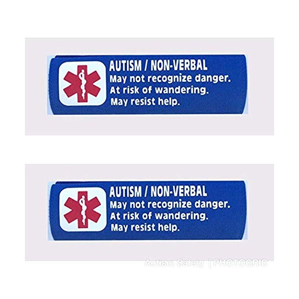 2 Pack Non-Verbal Autism Car Seat Harness Medical Alert Seat Belt Covers (Royal Blue)