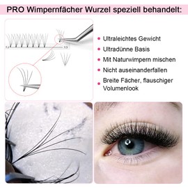 Ready-to-Use Fan Eyelash Extensions, 3D-D-0.10-Mix, Short Stem Volume Eyelashes, 0.10 D Curl (3D-D-0.10, 8–14 mm Mix)