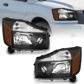 WEELMOTO Headlights Assembly Compatible with 2004-2015 Titan 2004 Pathfinder Armada 2005-2007 Armada Headlamp Replacement Black Housing Pair (Passenger and Driver Side)