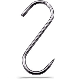 XXL Butcher Hooks, Stainless Steel, Butcher Quality, 140 mm, Pack of 5, Robust and Durable Butcher Hooks, Stainless Steel Hooks are Rustproof, S Hooks for All Purposes, High-Quality Smoking Hooks (140 mm - 5 Pieces)