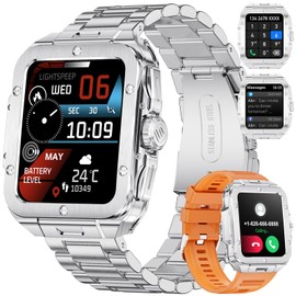 LIGE Men's Smartwatch with Phone Function, 2 Bands, 350 mAh 1.85 Inch Activity Tracker, Fitness Watch, Bluetooth Call with Sleep Monitor, IP67 Waterproof Sports Watch, Smart Watch for iOS and Android