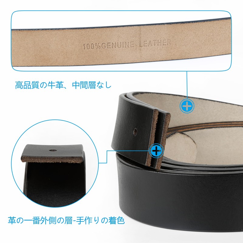 JingHao Men's Belt, Large Size, Genuine Leather, Casual Jeans Belt,