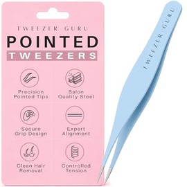 Tweezer Guru Ingrown Hair Tweezers - Pointed Precision Tweezers for Eyebrows & Ingrown Hair Removal - Blackhead and Splinter Tweezer with Sharp Needle Nose Point (Blue)
