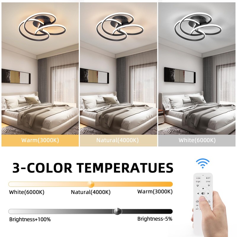 CANEOE Modern Led Ceiling Light, 42W Dimmable Close to Ceiling
