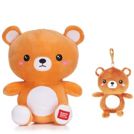 Kawaii Kuties Hagu Bear Plush Soft Toy and Plush Bag Clip Set