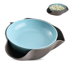 Rvdxur Plastic Pistachio Bowl with Shell Storage, Double Dish Snack Bowl Serving Dish Nut Bowls Storage for Sunflower Seed Peanut Cherries Edamame Fruits Candy, Birthday Gifts Choice, Grey