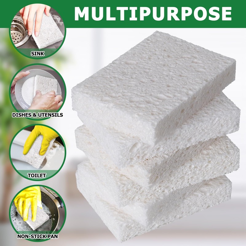 Vilphel 12 Pack Dishwashing Sponges Natural Cellulose Sponges Plant Based