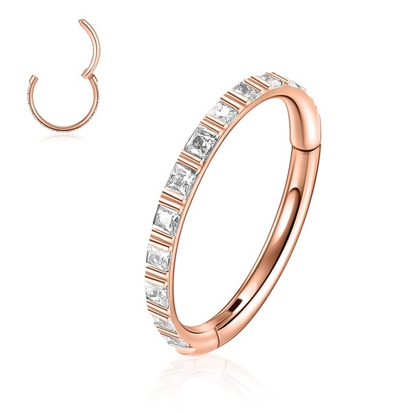 hengkaixuan 16G CZ Opal Folding Segment Clicker Ring Cartilage Septum