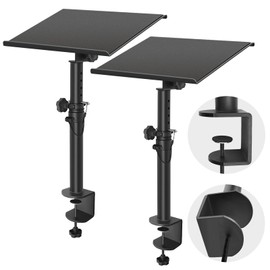 Heavy Duty Studio Monitor Speaker Stands Pair Against The Wall, Stage Speaker Stand Desktop with Safety Pin Clamp Max Height 18.2"