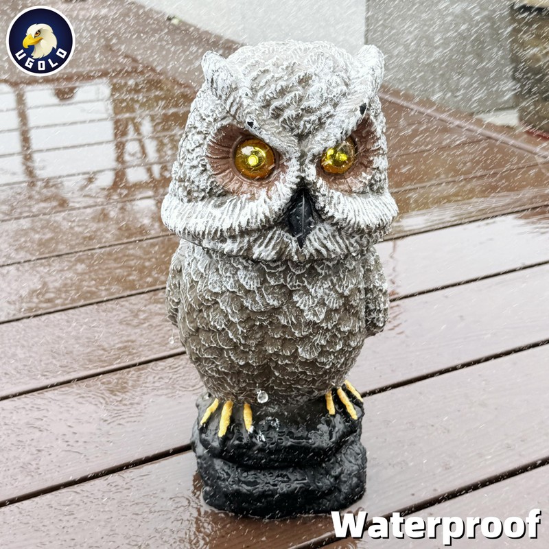 Ugold Solar Powered Owl with Motion Detection, Silent Mode, Flashing