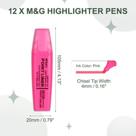 PATIKIL Pink Highlighter, 12 Pack High Lighters Highlighters No Bleeds Highliters Pens Neon Thick Cute Highlighters Bulk Clear View Bright Tip Marker for Books