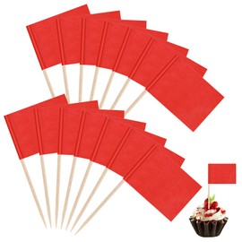 100 Pack Toothpick Flags Blank Flag Toothpicks Food Labels for Party Buffet Cupcake Topper Sticks Food Tags Party Buffet Cheese Labels for Charcuterie Board Food Buffet Labels Cocktail Picks, Red