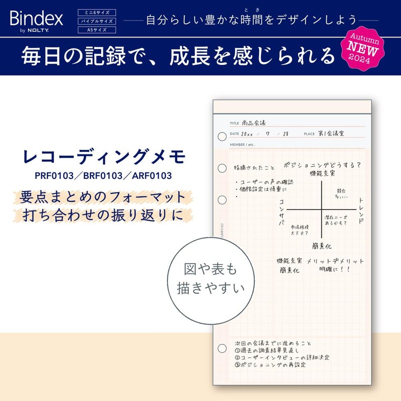 Noritsu BRF0103 Binding Index Personal Organizer, Refill, Bible, Recording Memo