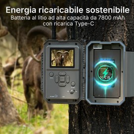 GardePro E6 2.0 Pro Fototrappola WiFi 4K, Batteria Ricaricabile da 7800 mAh, Scheda SD da 64 GB, Portata Wi-Fi fino a 50 m, 64MP Fototrappola Notturna, IP66 Foto Trappola per Animali
