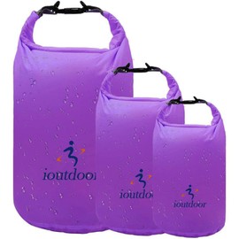 ioutdoor Dry Bag 2L + 5L + 10L Set, Waterproof Small Lightweight Dry Bags for Paddle Board Kayaking, Fishing, Camping, Hiking (Purple)