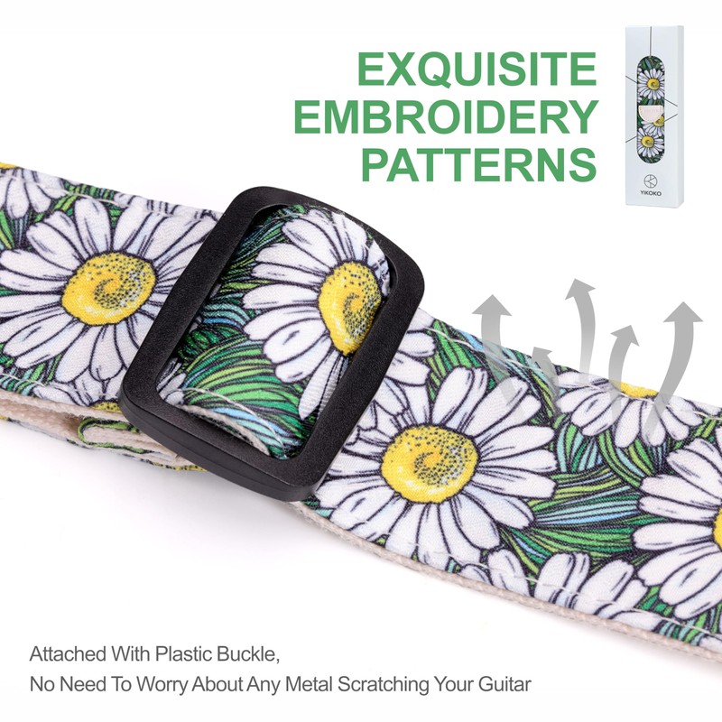 YIKOKO Guitar Strap 2", Cotton Print Floral Guitar Straps with