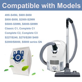 24 Pack 3D Airclean GN Vacuum Bags Compatible with Miele Classic C1, Complete C1, Complete C2, Complete C3, S400i S600 S2 S5 S8 Series, 6 Motor Protection Filters 6 AirClean Filters 1 Cleaning Brush