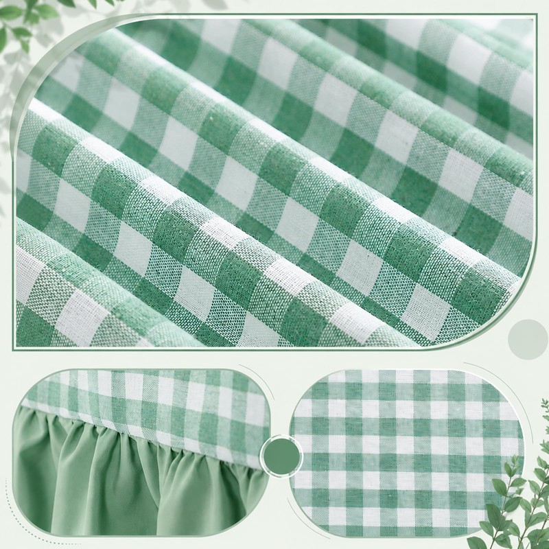 Moukeren 120"x60" Ruffled Tablecloth Gingham Striped Linen Table Cloth Rectangular