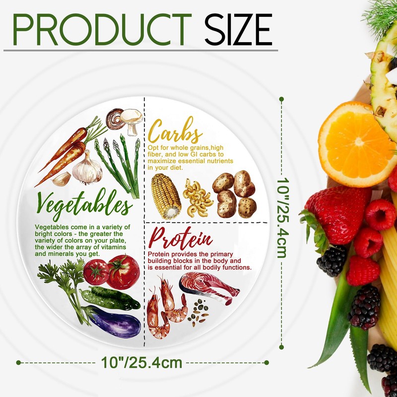 Viynran Portion Control Plate - 10 Inch Melamine Dinner Plate