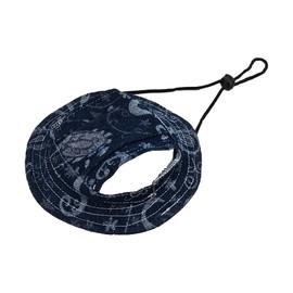 PET SHOW Dog Bucket Hats Pet Hat with Ear Holes Girls Boys Classic Round Brim Outdoor Sun Hat for Small Medium Doggies Adjustable Strap Visors Puppy Cats Kitten (Large, Ink Blue Paisley)