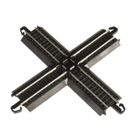 Bachmann Trains - Snap-Fit E-Z TRACK 90 DEGREE CROSSING (1/card) - STEEL ALLOY Rail With Black Roadbed - HO Scale