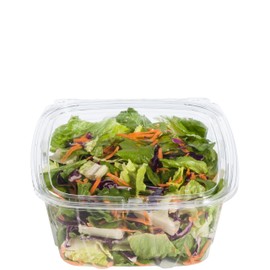 Dart CH64DEF 64 oz Tamper-Resistant Clear Hinged Container with Flat Lid (Case of 200)