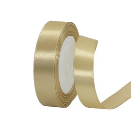 20mm Champagne Gold Satin Ribbon 22M ，Fabric Hair String Ribbon for Craft, Flower Bouquets, Gift Wrapping, Wedding, Bow Making and Valentines Christmas Decoration
