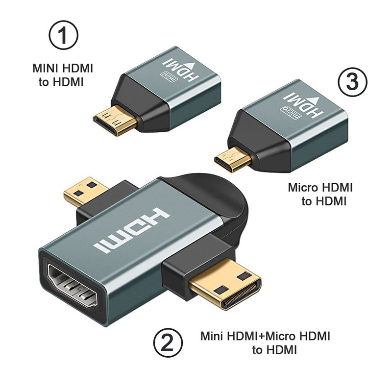 cablecc 3 Stück/Set Micro & Mini HDMI auf HDMI-kompatible 1.4