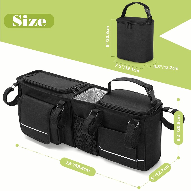 HODRANT Hanging Double Stroller Organizer, Compatible with Baby Jogger City