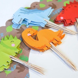 24 Dinosaur Cupcake Toppers + 24 Wrappers - Red Fox Tail