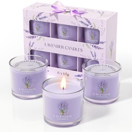 CHILLFLAME Lavender Candle, Scented Candles Gift Set for Stress Relief, 6 Votive Candles for Women and Men, Birthday Candle Gifts for Women, Christmas Candles for Women (Purple, 14 oz)