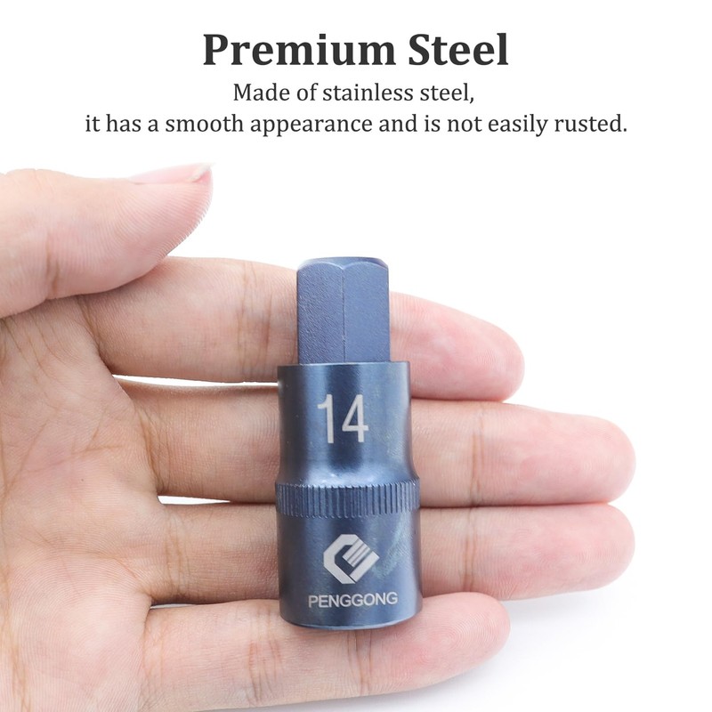 Juttzzei Hex Bit Socket, 1/2" Drive x H14 (14mm) Hex